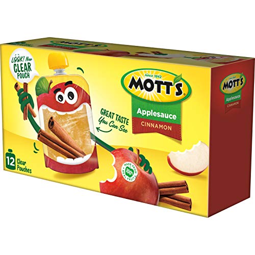Motts Cinnamon Applesauce, 3.2 Ounce Clear Pouch, 12 Count Pac