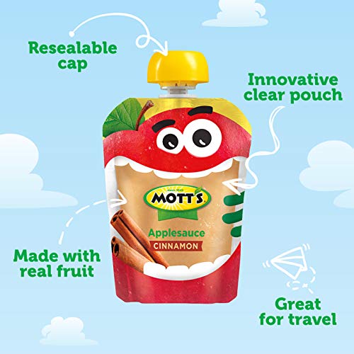 Motts Cinnamon Applesauce, 3.2 Ounce Clear Pouch, 12 Count Pac
