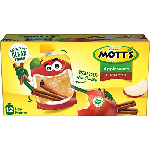 Motts Cinnamon Applesauce, 3.2 Ounce Clear Pouch, 12 Count Pac