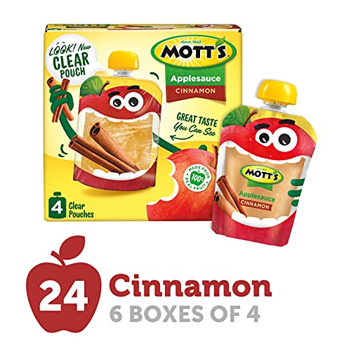Motts Cinnamon Applesauce, 3.2 Ounce Clear Pouch, 4 Count Pack
