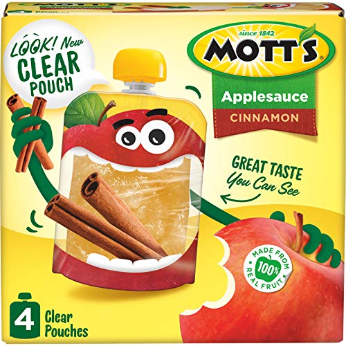 Motts Cinnamon Applesauce, 3.2 Ounce Clear Pouch, 4 Count Pack