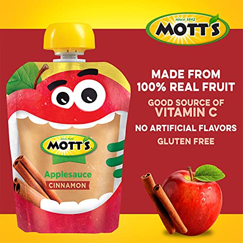 Motts Cinnamon Applesauce, 3.2 Ounce Clear Pouch, 4 Count Pack