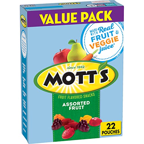 Motts Fruit Flavored Snacks, Assorted Fruit, Pouches, 0.8 Oz, 2
