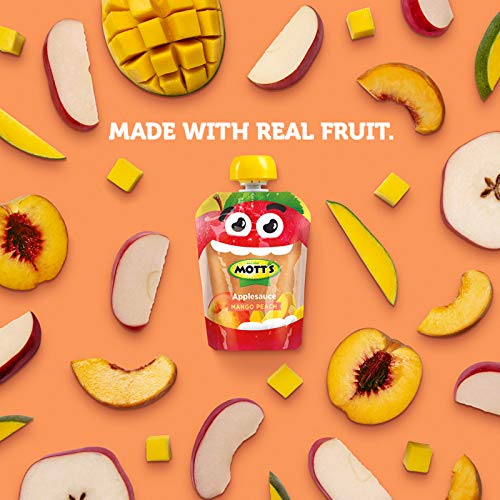 Motts Mango Peach Applesauce, 3.2 Ounce Clear Pouch, 4 Count P