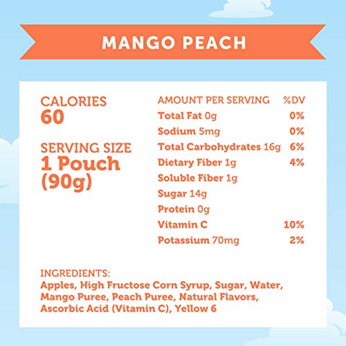 Motts Mango Peach Applesauce, 3.2 Ounce Clear Pouch, 4 Count P