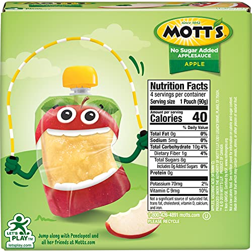 Motts No Sugar Added Applesauce, 3.2 Ounce Pack Of 24 Clear P