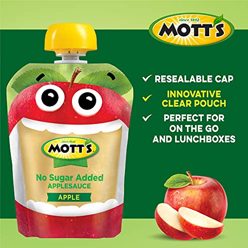 Motts No Sugar Added Applesauce, 3.2 Ounce Pack Of 24 Clear P