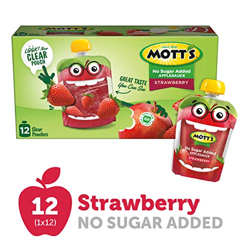 Motts No Sugar Added Strawberry Applesauce, 3.2 Ounce Clear Pou