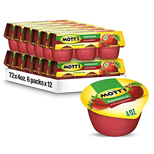 Motts Strawberry Applesauce, 4 Ounce Cup, 6 Count Pack Of 12