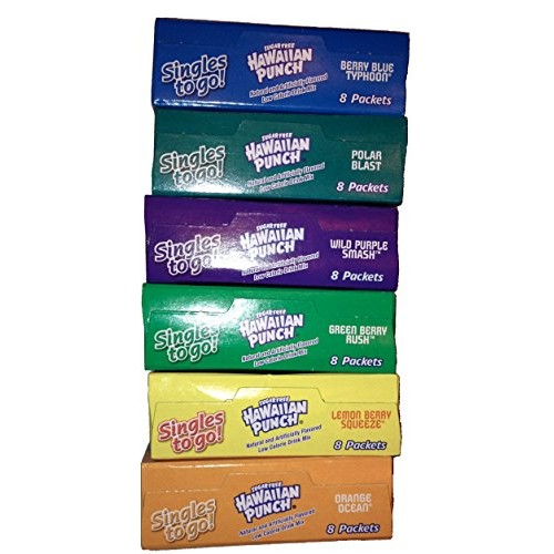Variety 6Pk Hawaiian Punch Sugarfree Singles 48 Singles Total