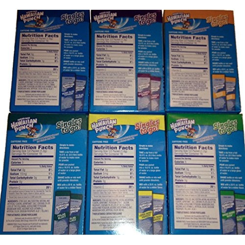 Variety 6Pk Hawaiian Punch Sugarfree Singles 48 Singles Total