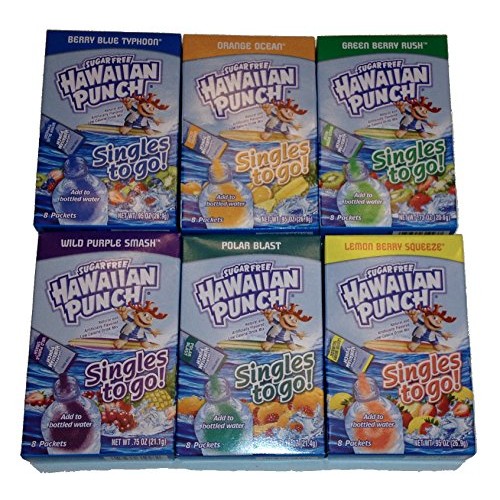 Variety 6Pk Hawaiian Punch Sugarfree Singles 48 Singles Total
