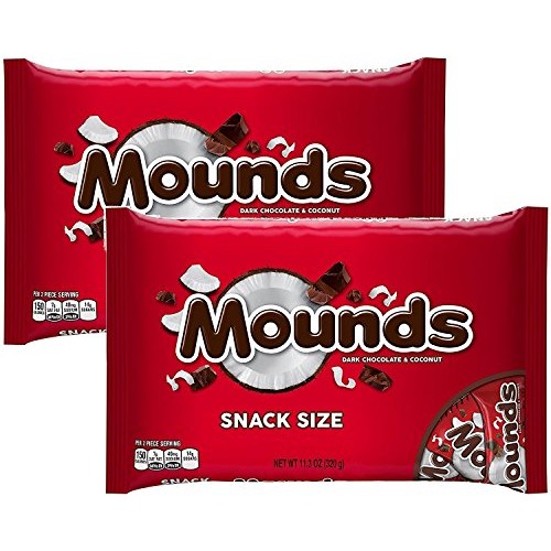 Mounds Candy Bars, Snack Size, 11.3-Ounce Bag Pack Of 2