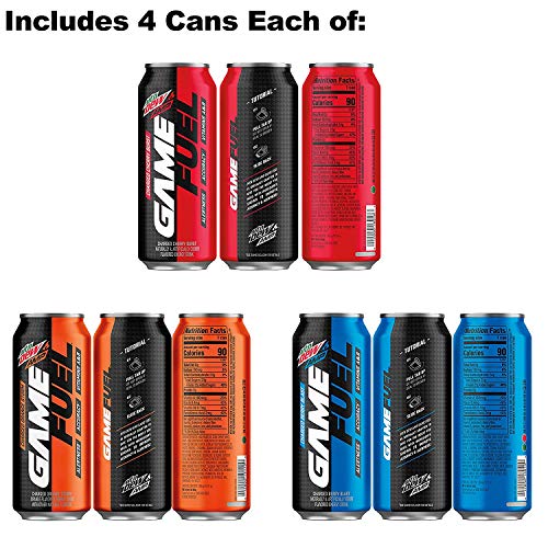 Mountain Dew Amp Game Fuel, 3 Flavor Variety Pack, 16 Fl Oz. Can