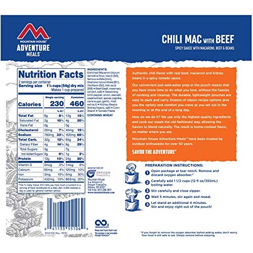 Mountain House Chili Mac With Beef | Freeze Dried Backpacking &Amp;