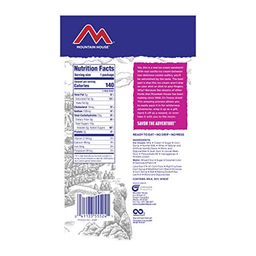 Mountain House Vanilla Ice Cream Sandwich | Freeze Dried Backpac