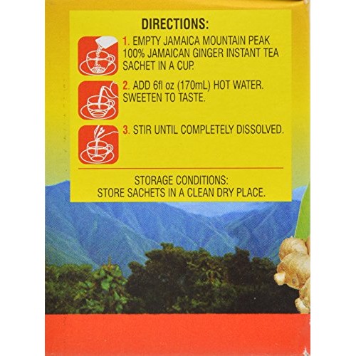 Jamaica Mountain Peak Ginger Instant Tea Unsweetened 14 Sachets