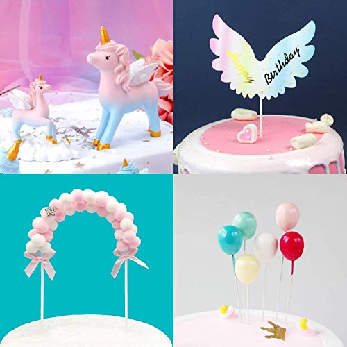Movinpe Unicorn Cake Topper, 2 Magic Unicorns Sculpture, 1 Pink