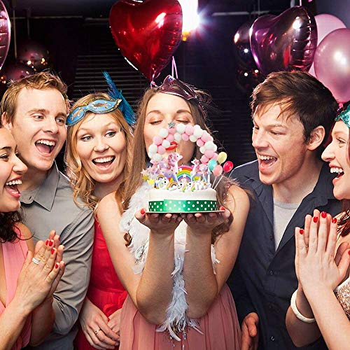 Movinpe Unicorn Cake Topper, 2 Magic Unicorns Sculpture, 1 Pink