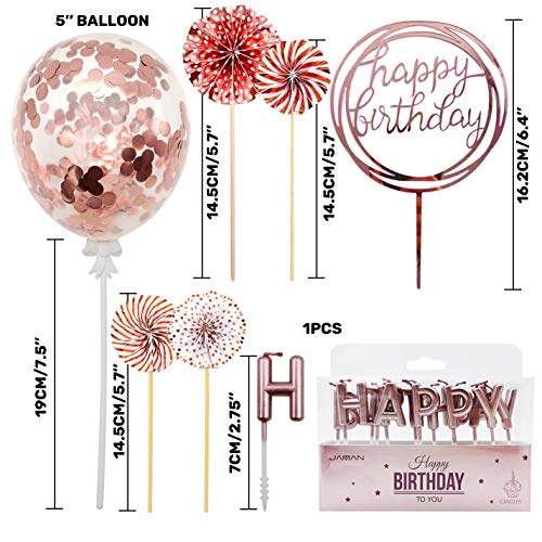 Movinpe Rose Gold Cake Topper Decoration With Happy Birthday Can