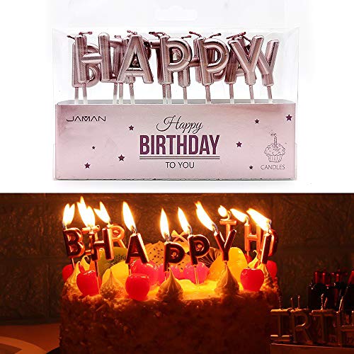 Movinpe Rose Gold Cake Topper Decoration With Happy Birthday Can