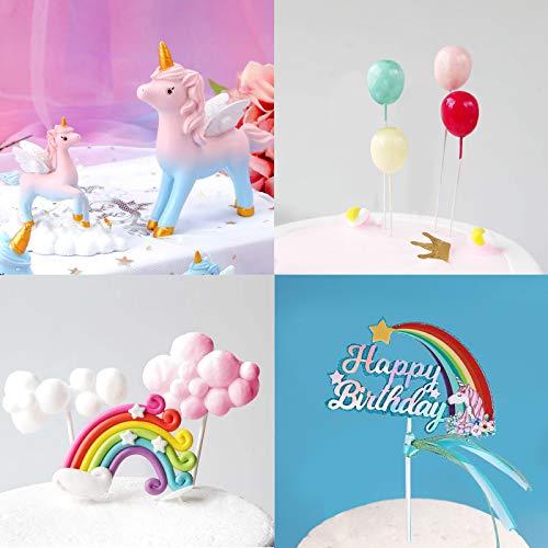 Movinpe Unicorn Cake Topper, 2 Magic Unicorns Sculpture, 1 Rainb