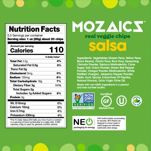 Mozaics SALSA - Popped Veggie Chips 6-pack | Healthy Pea Prote...