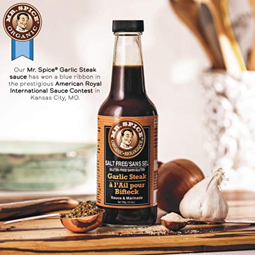Mr. Spice Organic Garlic Steak Sauce - Salt-Free Marinade - Fat