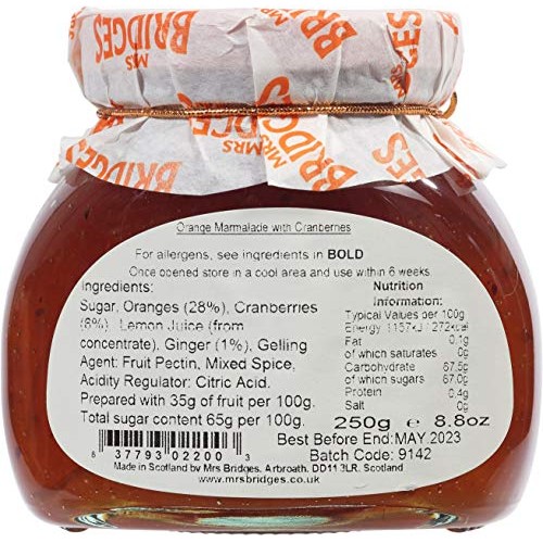 Mrs Bridges Christmas Marmalade, Orange And Cranberry Flavor 1