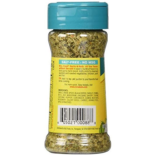 Mrs. Dash Garlic & Herb All Natural Seasoning Blend 2.5 oz - Pac...