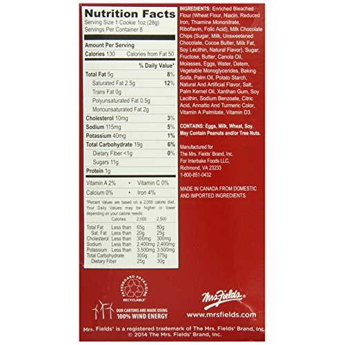 Mrs. Fields Milk Chocolate Chip Cookies, 8 Count Pack Of 2