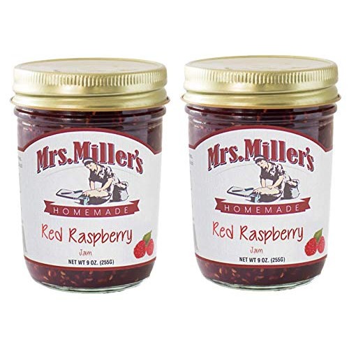 Mrs. Millers Amish Homemade Red Raspberry Jam 9 Ounces - 2 Pack