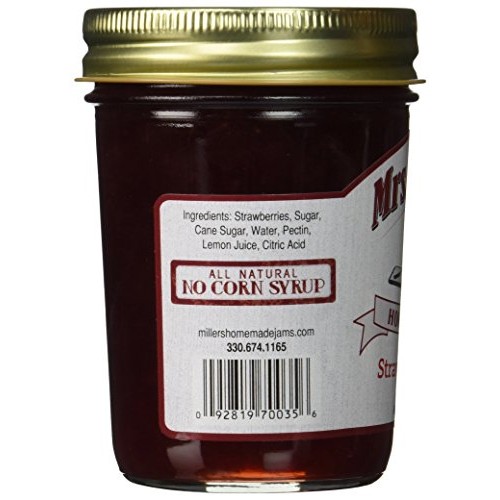 Mrs. Millers Homemade Jam, Strawberry, 8 Ounce