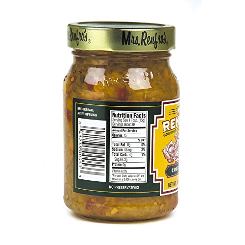Mrs. Renfros Corn Relish, Gluten Free, No Added Sugar, 16 Oz Ja