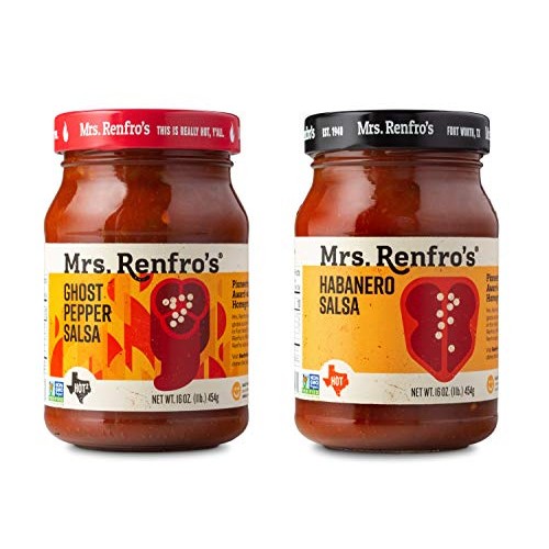 Mrs Renfros Ghost Pepper Salsa 16 Oz &Amp; Habanero Hot Salsa 16 Oz