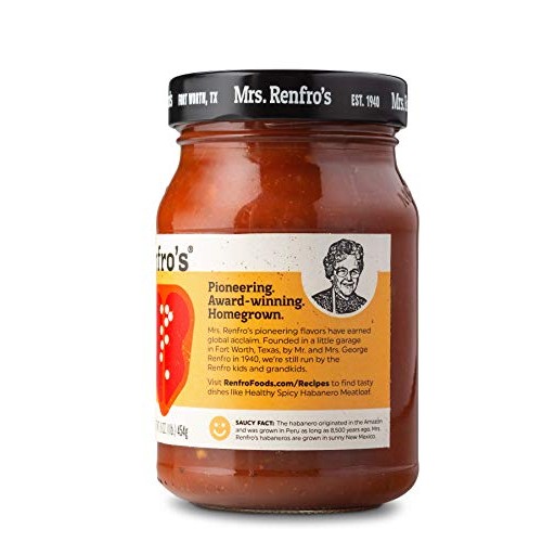 Mrs. Renfros Habanero Sauce, Hot, 16-Ounce Jars Pack Of 6