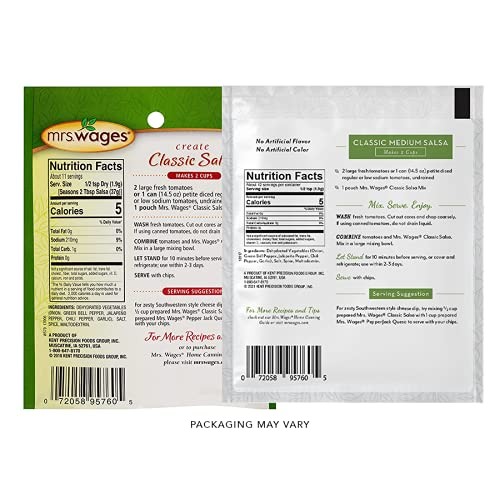 Mrs. Wages Classic Salsa Mix, Medium, 0 .8-Ounce Pouches Pack O