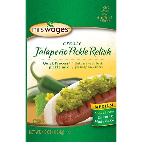 Mrs. Wages Relish Pickle Mix, Medium Jalapeno Pickle Relish, 3.9