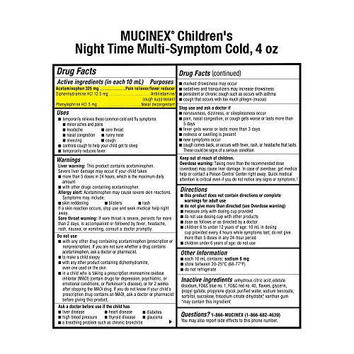 Cold, Cough, And Fever, Mucinex Childrens Multi-Symptom, Night