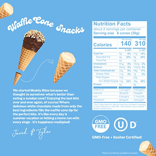 Muddy Bites Waffle Cone Snacks Chocolate Filled Bite Sized Cones...