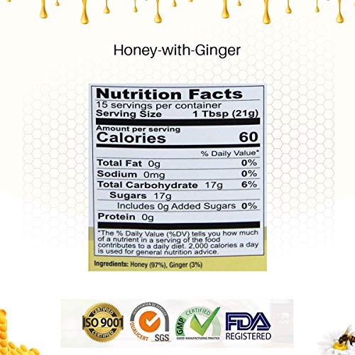 2 Jars Of Honey With Fresh Ginger Juice, Unheated Unfiltered Unp