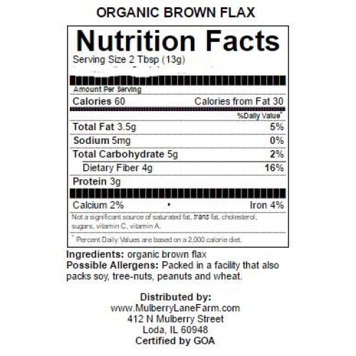 Brown Flax Seed 5 Pounds Flaxseed Whole, Raw, Usda Certified O