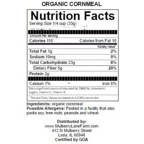 Cornmeal Yellow, 5 Pounds Whole Grain With Germ, Usda Certified