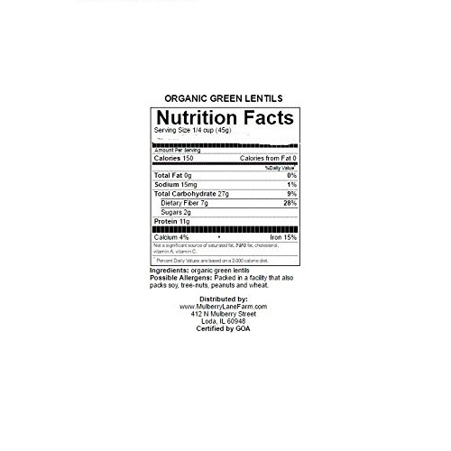 Green Lentils 5 Lbs Five Pounds Usda Certified Organic, Non-Gm