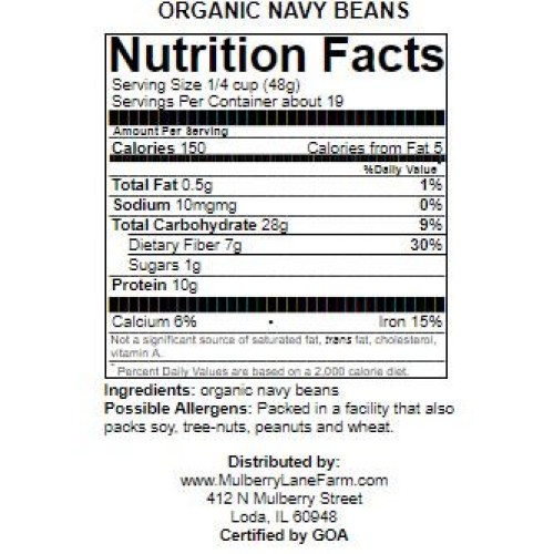 Navy Beans 5 Pounds Usda Certified Organic, Non-Gmo Bulk, Produc