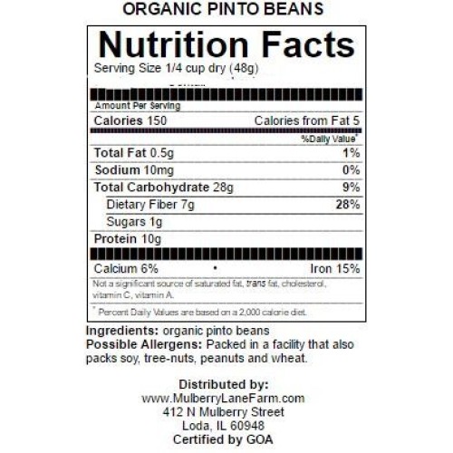 Pinto Beans, 5 Pounds Dried, Usda Certified Organic, Non-Gmo Bul