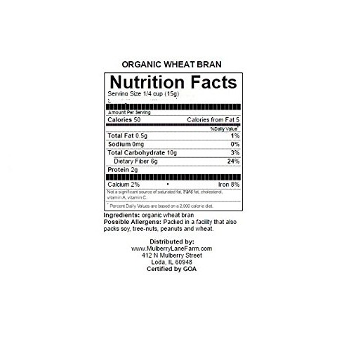 Wheat Bran, 4 Pounds Usda Certified Organic, Non-Gmo Bulk