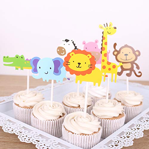 Jungle Safari Animal Cupcake Toppers Picks - 62Pcs Animal Theme