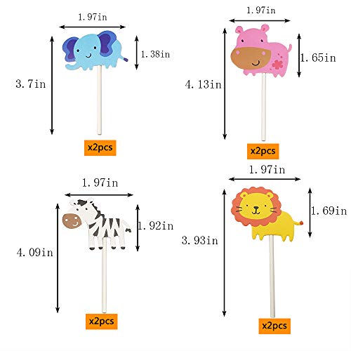 Jungle Safari Animal Cupcake Toppers Picks - 62Pcs Animal Theme