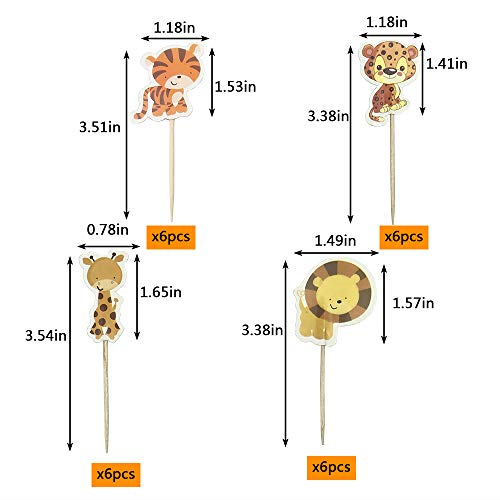 Jungle Safari Animal Cupcake Toppers Picks - 62Pcs Animal Theme